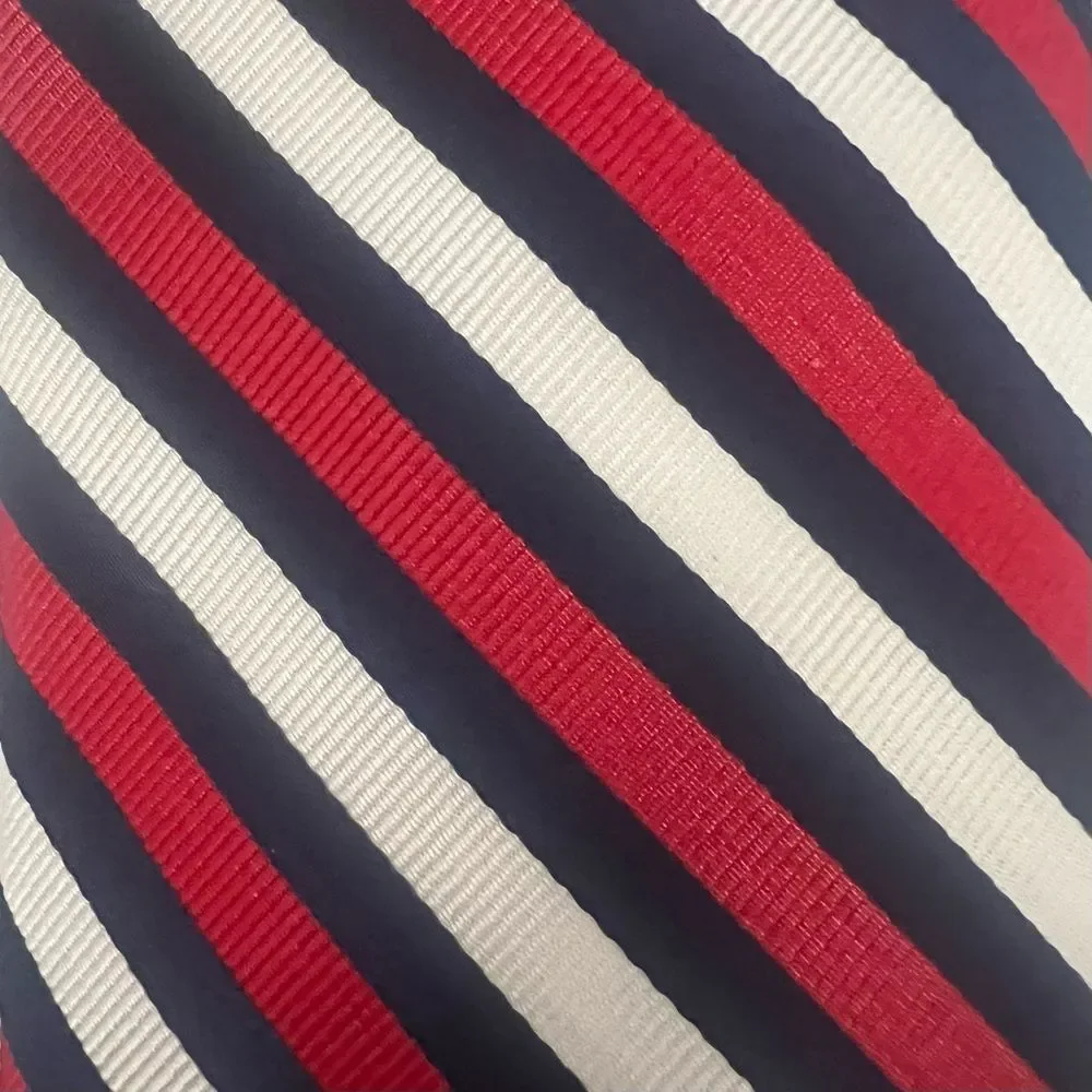 CHAPS 100% Silk Handmade Designer Tie Striped Retro Preppy Americana‎ Necktie
